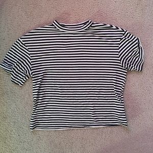 Silence + noise mock neck striped crop top